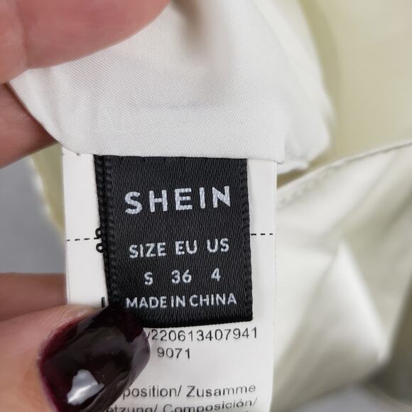 Romantic Size S‎ Plunge Neck Ruched Satin Mini Dress White Etheral Fairycore - Picture 10 of 12